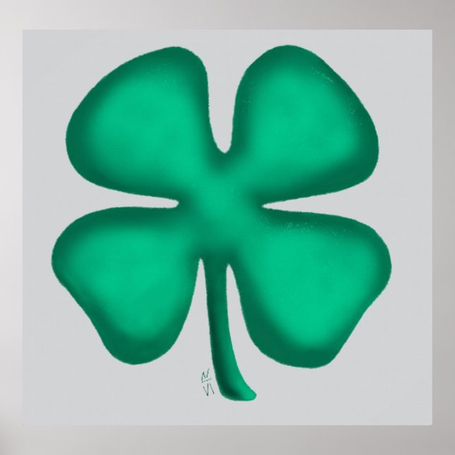 Lucky 4 Leaf Irish Clover graues mattes Poster (Vorne)