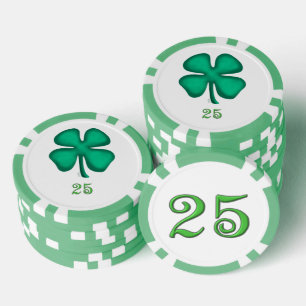 Lucky 4 Leaf Irish Clover grn 25 Streifen Poker Ch Pokerchips