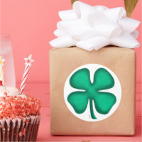 Lucky 4 Leaf Irish Clover große runde Aufkleber