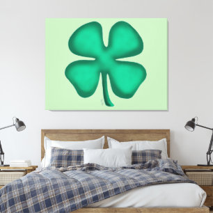 Lucky 4 Leaf Irish Clover grüne Leinwand drucken