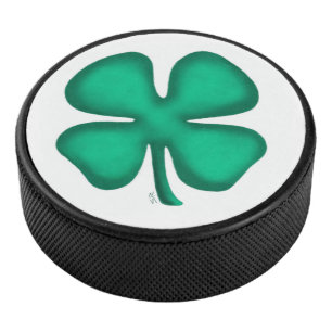Lucky 4 Leaf Irish Clover Hockey Puck