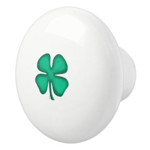 Lucky 4 Leaf Irish Clover Keramik Knopf Keramikknauf