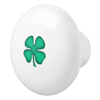 Lucky 4 Leaf Irish Clover Keramik Knopf Keramikknauf