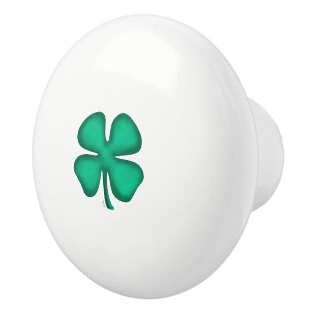 Lucky 4 Leaf Irish Clover Keramik Knopf Keramikknauf (Rechts)