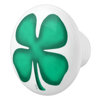 Lucky 4 Leaf Irish Clover Keramik Knopf Keramikknauf