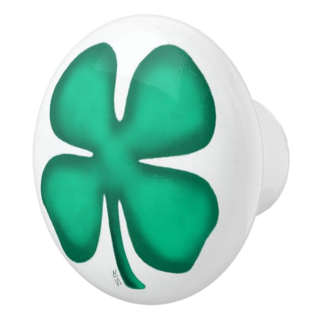 Lucky 4 Leaf Irish Clover Keramik Knopf Keramikknauf (Rechts)