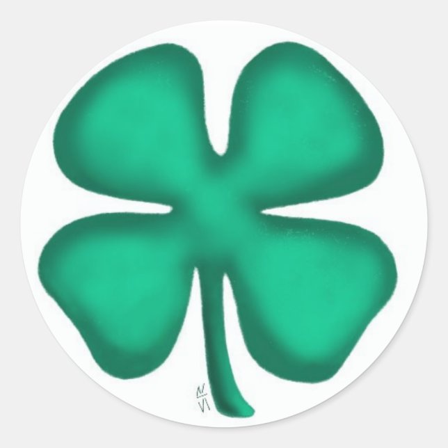 Lucky 4 Leaf Irish Clover kleine runde Aufkleber (Vorderseite)