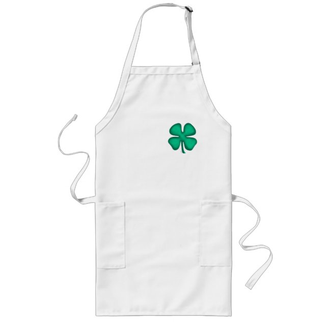 Lucky 4 Leaf Irish Clover lange Koch Schürze (Vorne)