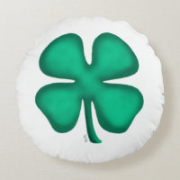 Lucky 4 Leaf Irish Clover rund Poly Kopfkissen