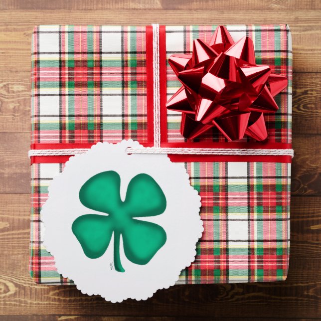 Lucky 4 Leaf Irish Clover scalloped paper ornament Karte (Insitu (Geschenk))