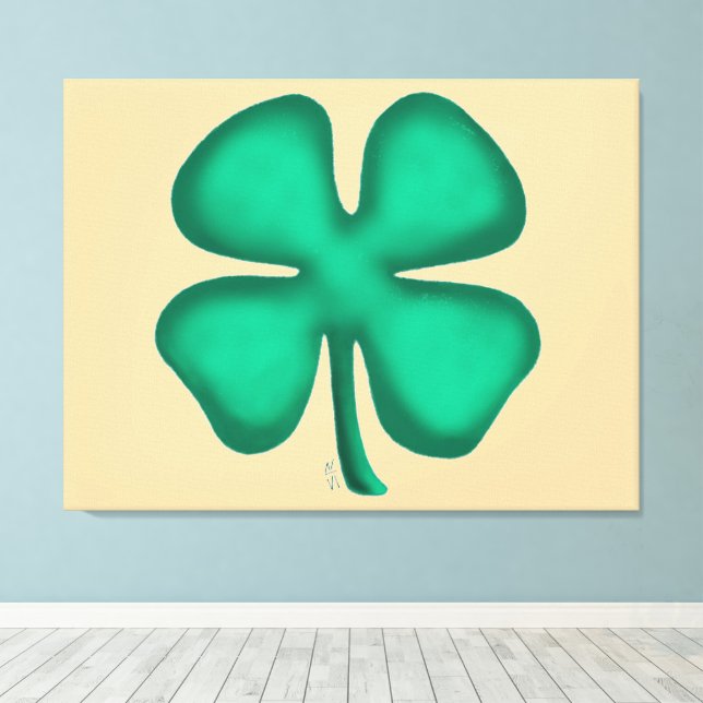 Lucky 4 Leaf Irish Clover tan Leinwand drucken (Insitu (Holzboden))