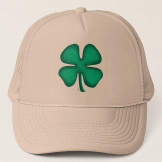 Lucky 4 Leaf Irish Clover tan trucker hat Truckerkappe