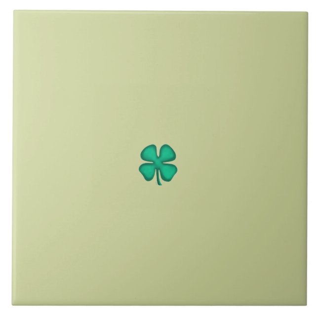 Lucky 4 Leaf Irish Clover tiny lt green large tile Fliese (Vorderseite)