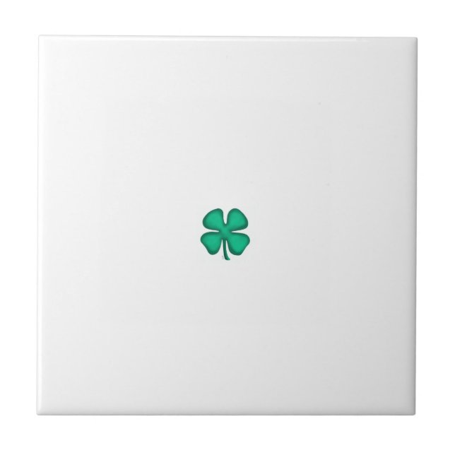 Lucky 4 Leaf Irish Clover tiny white small tile Fliese (Vorderseite)