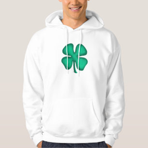Lucky 4 Leaf Irish Clover weiß gekleidetes Sweatsh Hoodie