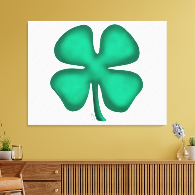 Lucky 4 Leaf Irish Clover weiße Leinwand drucken (Insitu (Wohnzimmer))