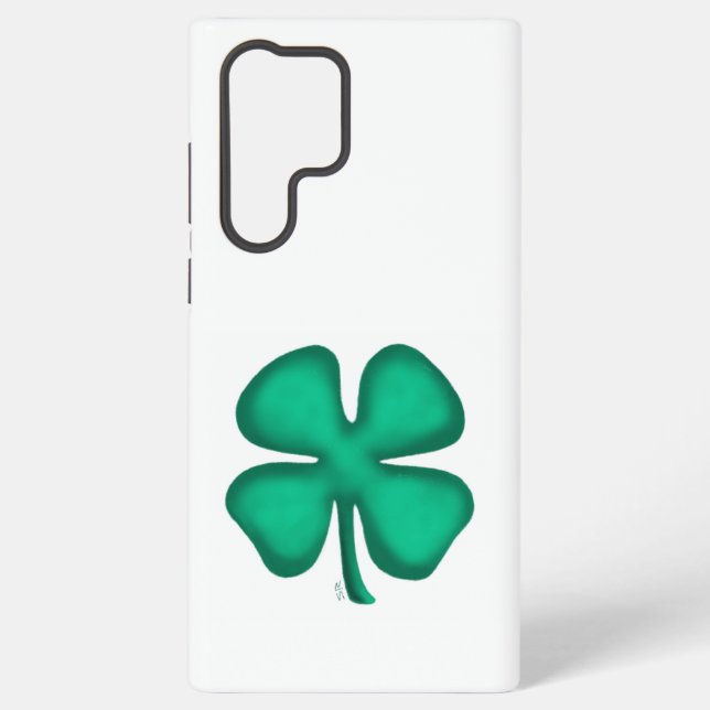 Lucky 4 Leaf Irish Clover white S22 Ult phone case Samsung Galaxy Hülle (Rückseite)