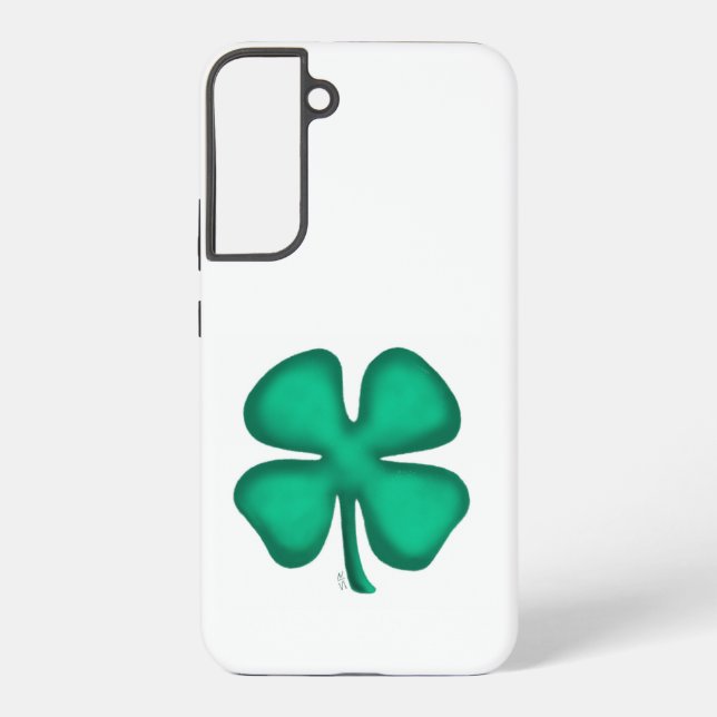Lucky 4 Leaf Irish Clover white S22Plus phone case Samsung Galaxy Hülle (Rückseite)