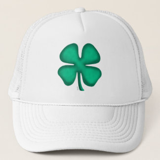 Lucky 4 Leaf Irish Clover white trucker hat Truckerkappe