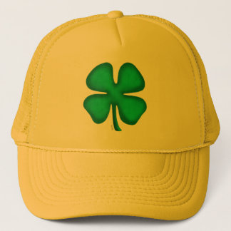 Lucky 4 Leaf Irish Clover yellow foam trucker hat Truckerkappe