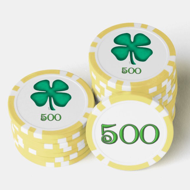 Lucky 4 Leaf Irish Clover yl 500 Streifen Poker Ch Pokerchips (Stapel)