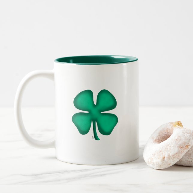 Lucky 4 Leaf Irish Clover zwei Töne Tasse (Mit Donut)