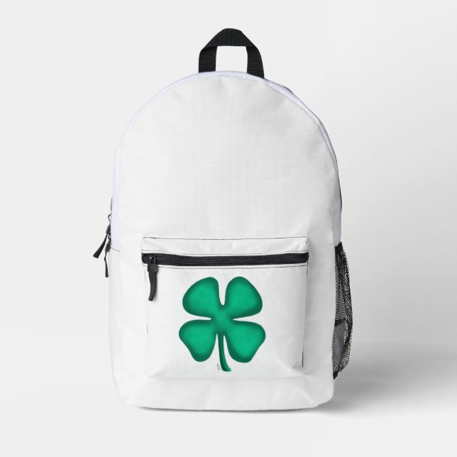 Lucky 4 Leaf Irish Kleber weißen Rucksack (Vorderseite)