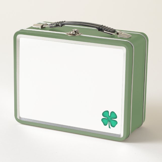 Lucky 4 Leaf Irish Klee weiß n grüne lunchbox (Vorderseite)