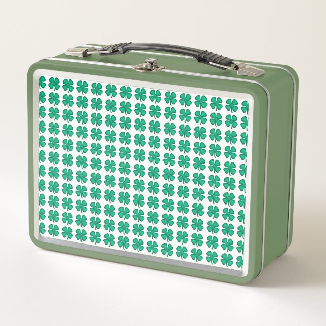 Lucky 4 Leaf Irish Klee weiß n grüne lunchbox (Vorderseite)