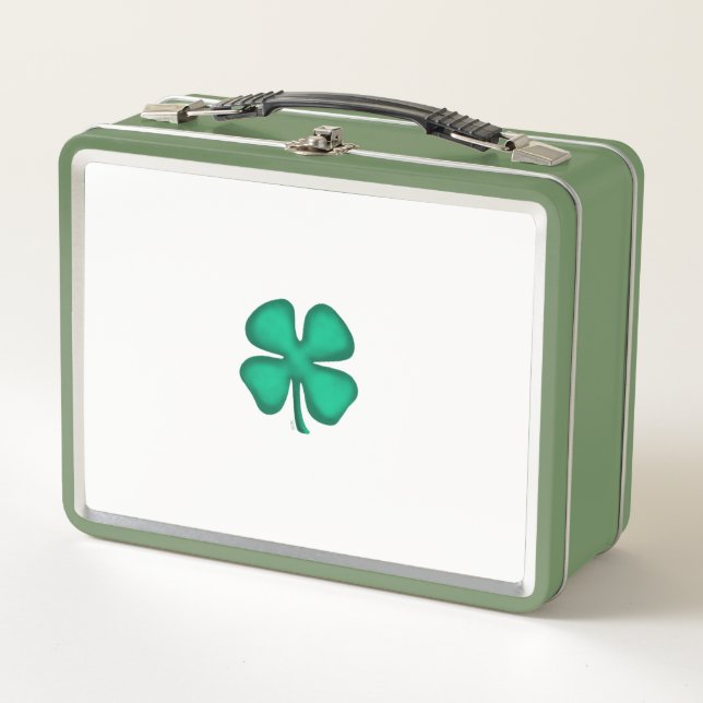 Lucky 4 Leaf Irish Klee weiß n grüne lunchbox (Vorderseite)