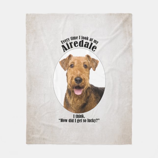 Lucky Airedale Fleecedecke (Vorderseite)