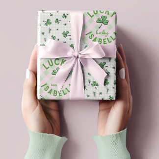 Lucky Baby Pink und Green St Paddys Geschenkpapier