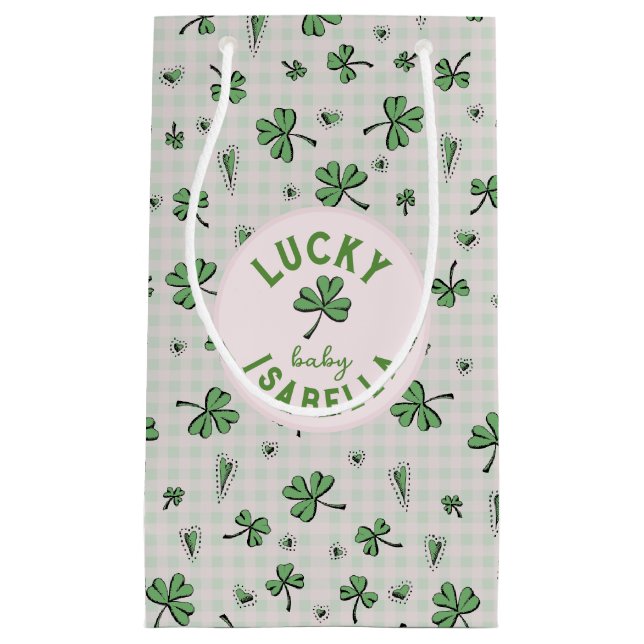 Lucky Baby Pink und Green St Paddys Kleine Geschenktüte (Vorderseite)