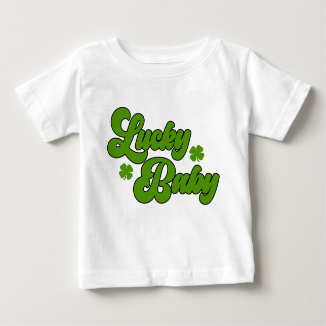 Lucky Baby St Patrick's Day Retro 70's Green T-shirt (Vorderseite)