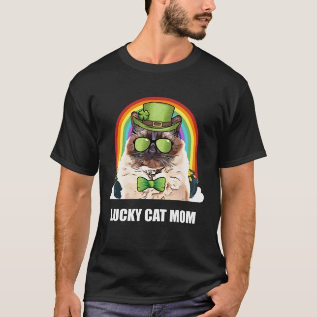 Lucky Balinese Javanese Cat Mom St Patricks Day T-Shirt (Vorderseite)