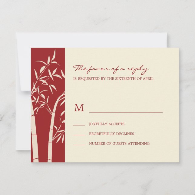 Lucky Bamboo Wedding RSVP Card - Red (Vorderseite)
