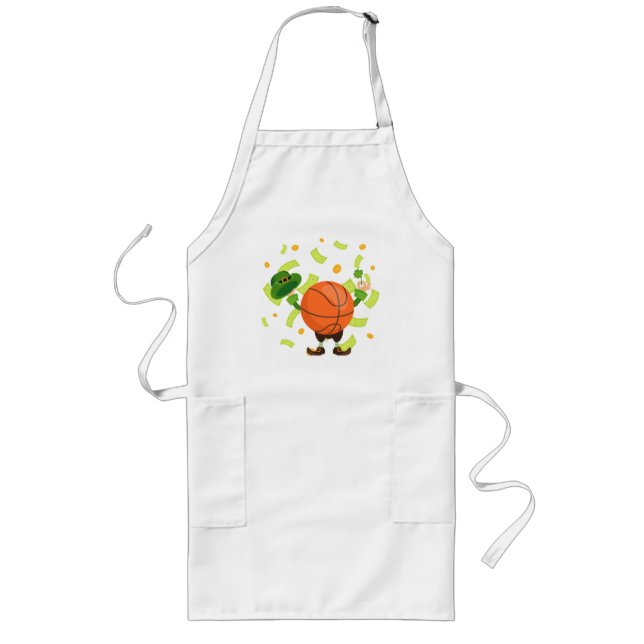 Lucky Basketball Happy Patrick's Day Lange Schürze (Vorne)