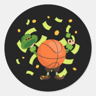Lucky Basketball Happy Patrick's Day Runder Aufkleber