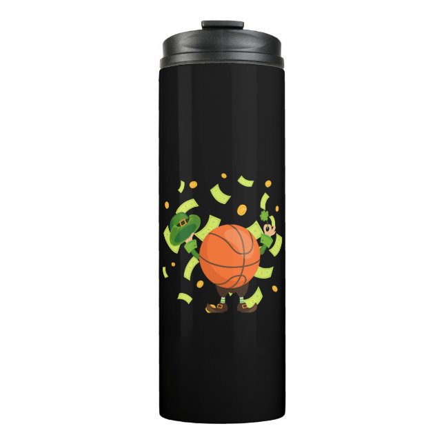 Lucky Basketball Happy Patrick's Day Thermosbecher (Vorderseite)