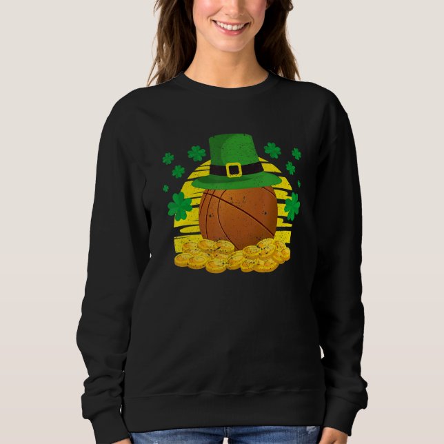 Lucky Basketball Leprechaun Hat Golden Clover Sham Sweatshirt (Vorderseite)