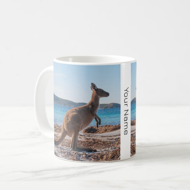 Lucky Bay Kangaroo am Strand, Australien Kaffeetasse (Vorderseite Links)