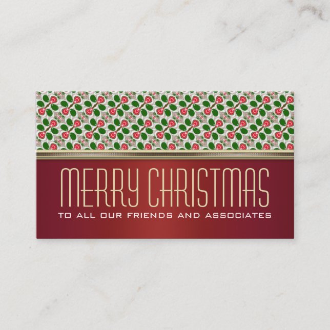 Lucky Berry Pattern | Holiday Greetings Mini Cards Visitenkarte (Vorderseite)