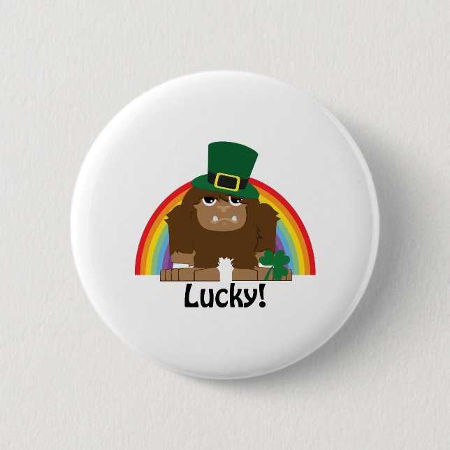 Lucky Bigfoot Leprechaun Button (Vorderseite)