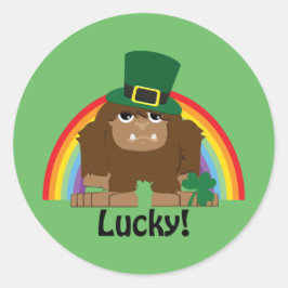 Lucky Bigfoot Leprechaun Runder Aufkleber