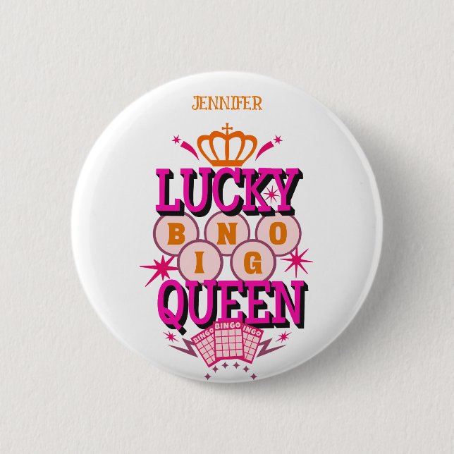 Lucky Bingo Queen /editierbarer Name Button (Vorderseite)