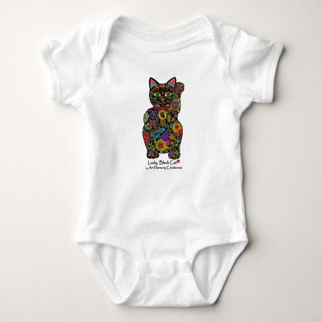 Lucky Black Cat Baby Bodysuit Baby Strampler (Vorderseite)