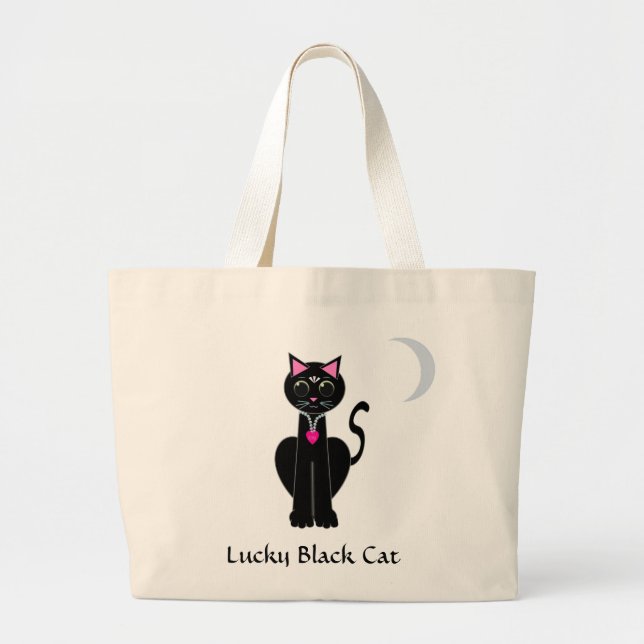 Lucky Black Cat Jumbo Tote Bag Jumbo Stoffbeutel (Vorne)