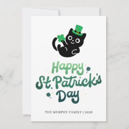 Lucky Black Cat Shamrock Photo St. Patrick's Day Feiertagskarte