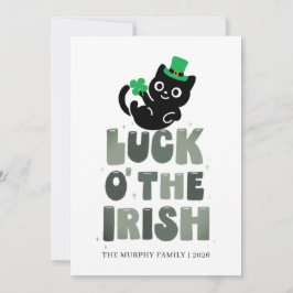Lucky Black Cat Shamrock Photo St. Patrick's Day Feiertagskarte