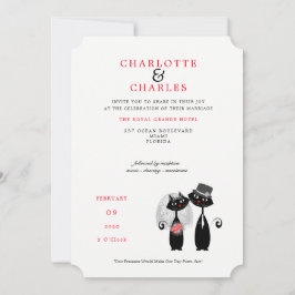 Lucky Black Cats Bride | Groom Purrr.fect Wedding Einladung